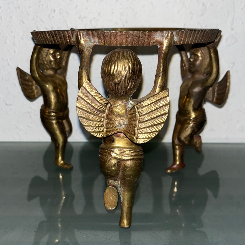 Vintage brass Cherub base/candle holder
